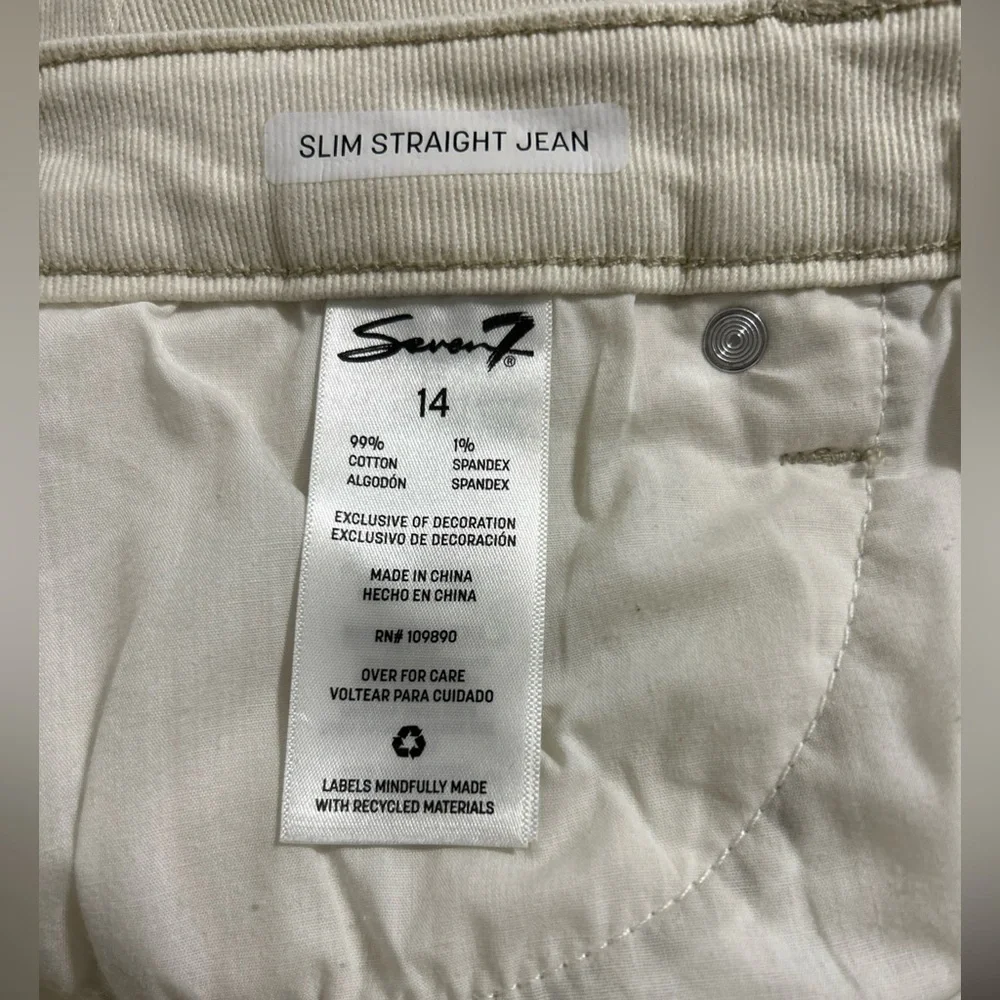 Seven7 Bone Color High Rise Slim Straight Jeans Size 14 Pockets Stretchy - Picture 6 of 6